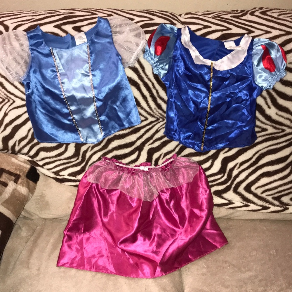 Disney Princess costumes 2 tops one skirt size 4-6X